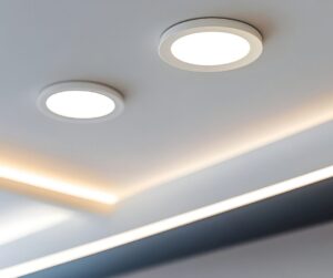 sufit powieszany z oświetleniem LED