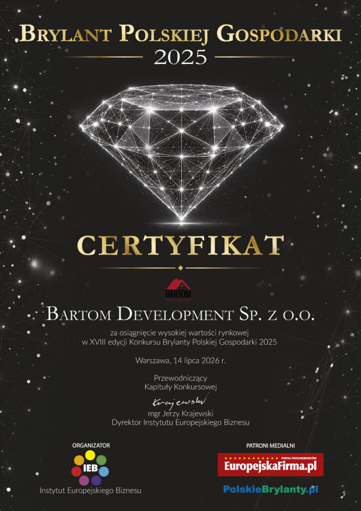 Certyfikat dla Bartom - Brylant Polskiej Gospodarki 2025